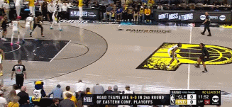 大意了!加兰开场运球被断 哈利伯顿快攻暴扣打进首分